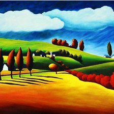 Схема вышивки «деревенский пейзаж»