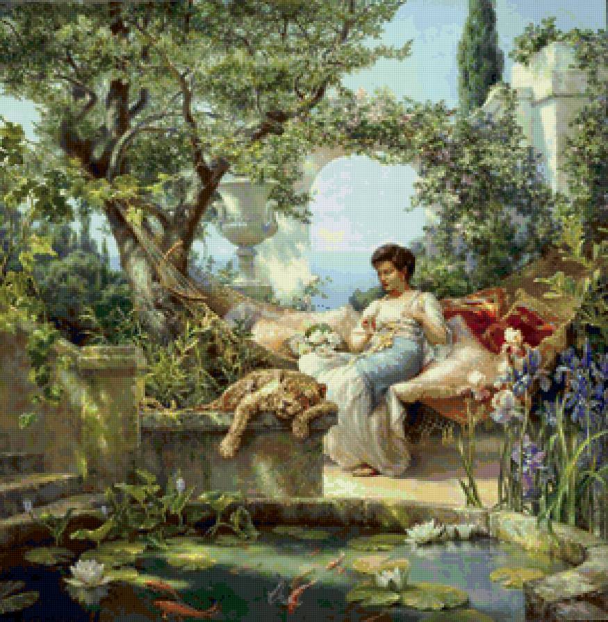 полдень 2 - картина, девушка - предпросмотр