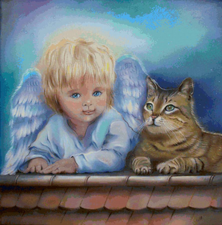 Серия "Ангелы" - ангелы, дети, кошки, животные - предпросмотр