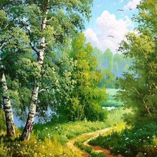 Схема вышивки «береза, роща»