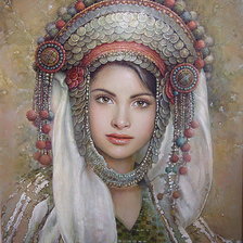 Схема вышивки «Девушка в национальом уборе»