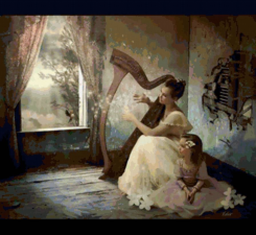 девушка и арфа - дети, музыка, девушка, арфа - предпросмотр