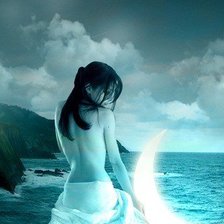 Схема вышивки «девушка и луна»