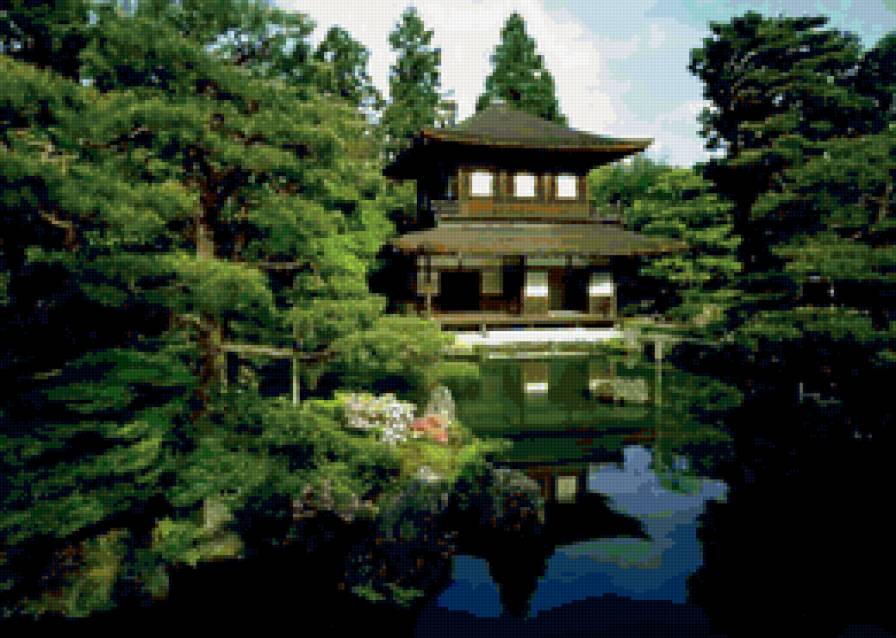 №103557 - природа, озеро, пагода, восток, вода, пейзаж - предпросмотр