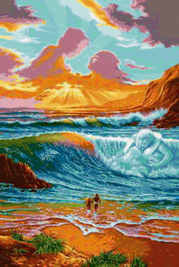 Игра света - моле, пейзаж, волна, дое, вода, небо - предпросмотр