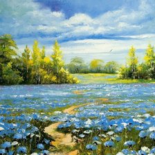 Схема вышивки «Васильковое море»