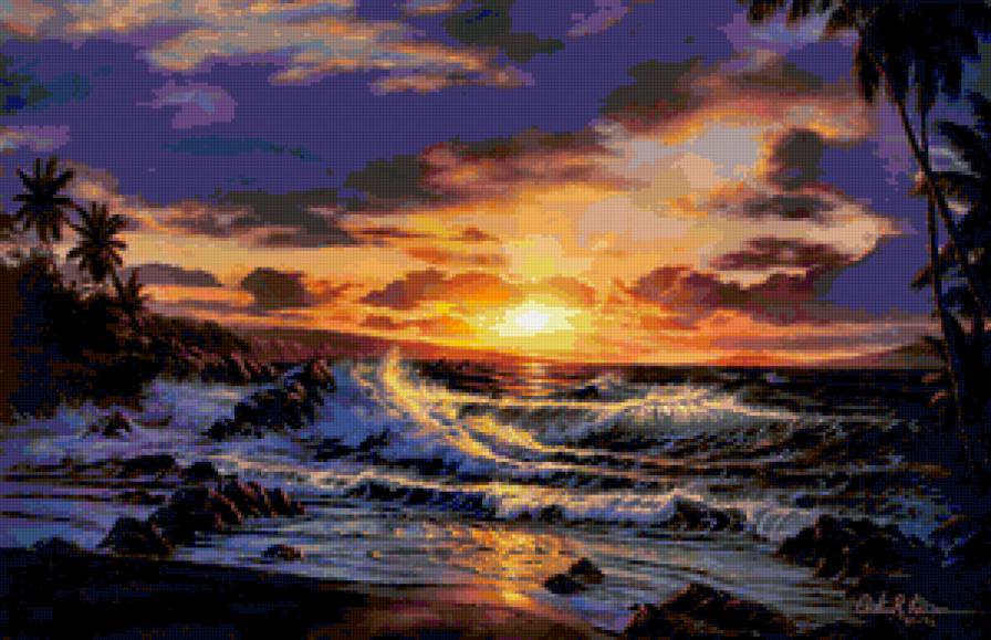 закат на море - природа, пейзаж - предпросмотр