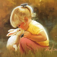 Схема вышивки «Девочка и кролик»