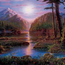 Схема вышивки «Фантастический горный пейзаж»