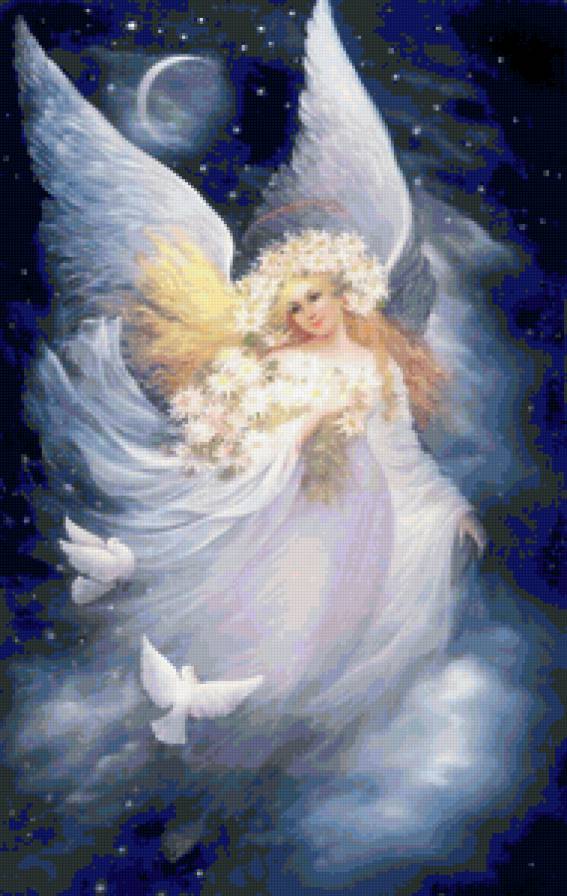 Серия "Ангелы" - голуби, девушка, ангелы - предпросмотр