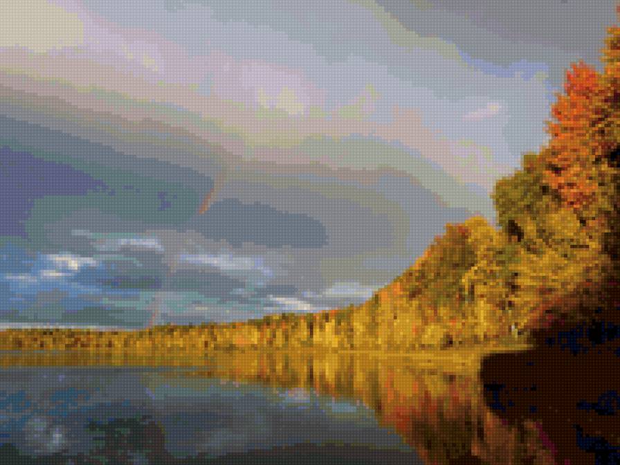 Озеро Радуга - природа, пейзаж, вода, радуга - предпросмотр