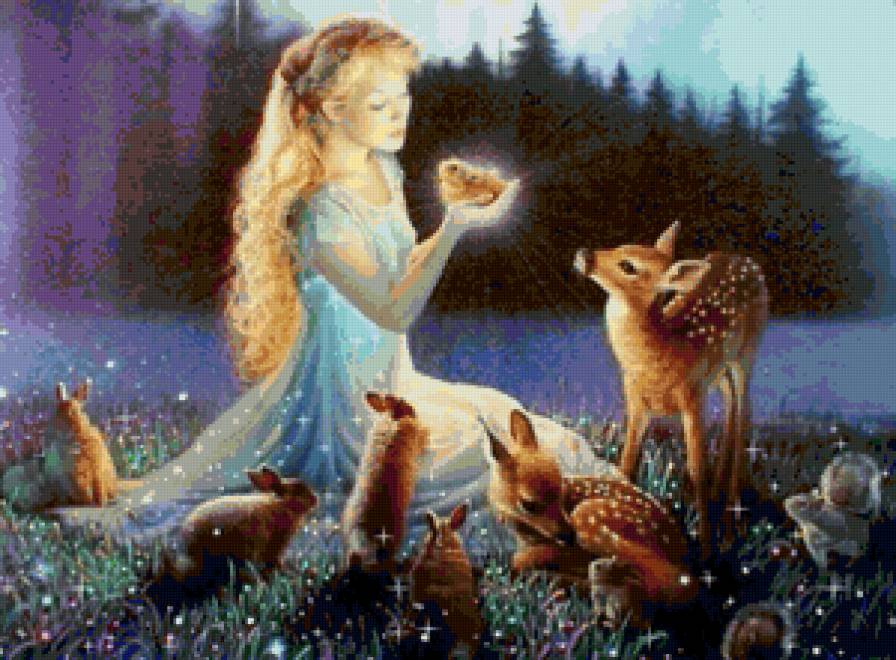 Светлая волшебница - сказка, девушка, животные - предпросмотр