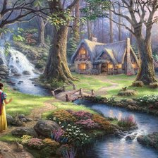 Схема вышивки «Белоснежка у домика гномов»