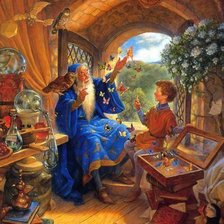 Схема вышивки «Мэрлин и маленький Артур»