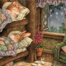 Схема вышивки «Спящие зайчики»