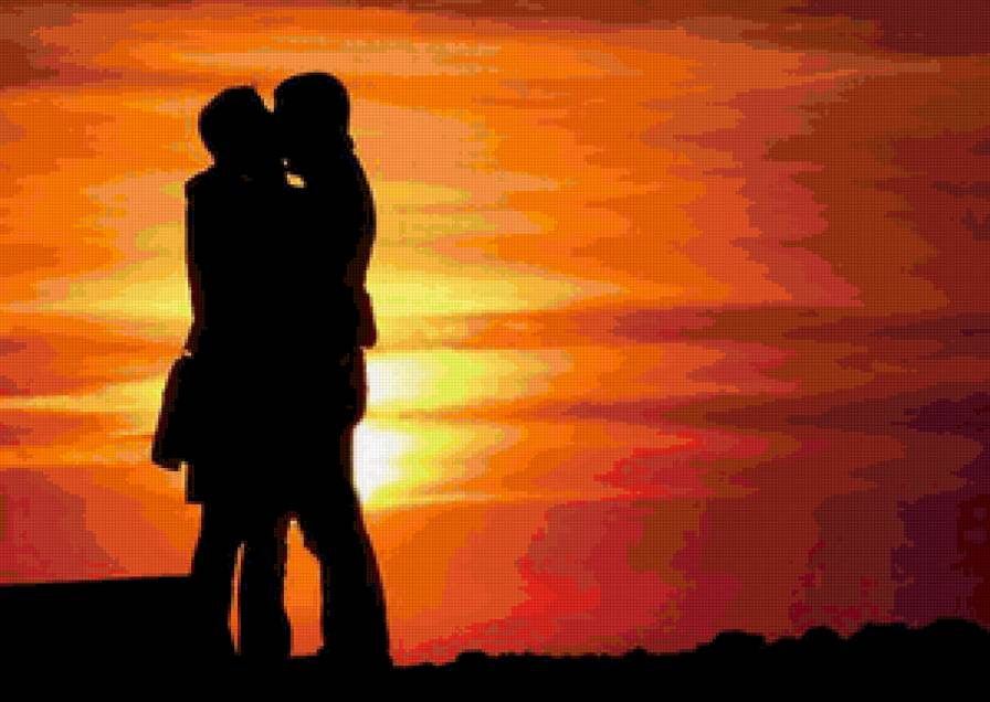 Поцелуй на закате - любовь, романтика, поцелуй, пара - предпросмотр