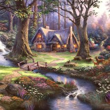 Схема вышивки «картина домик у речки»