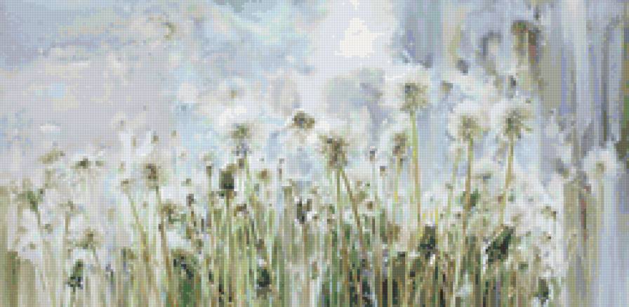 Одуванчики - цветы, акварель, лето - предпросмотр