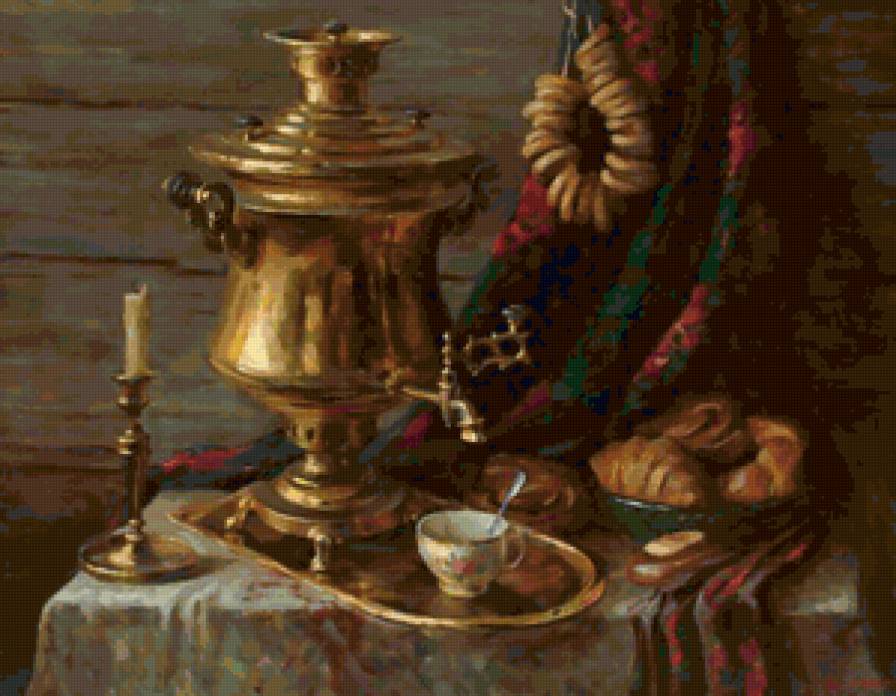 Натюрморт с самоваром - кухня, посуда - предпросмотр