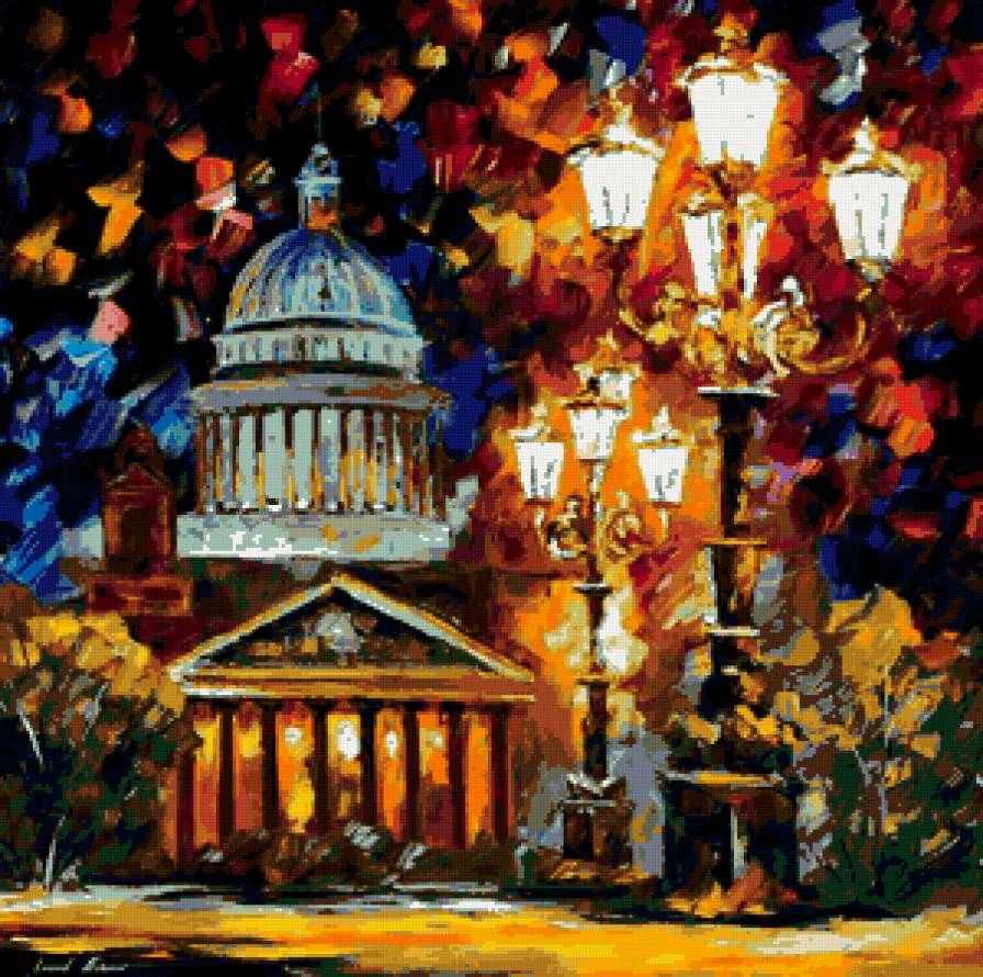 Серия "Городской пейзаж" - осень, беседка, пейзаж, парк, фонари, город - предпросмотр