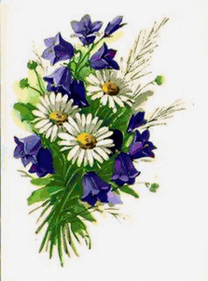 Ромашки и колокольчики - букет, колокольчик, ромашки, колокольчики, цветочки - предпросмотр