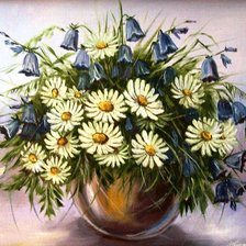 Схема вышивки «Ромашки и колокольчики»