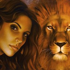 Схема вышивки «Брагинский Девушка и Лев»