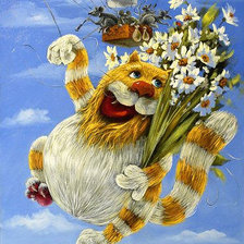 Схема вышивки «Смешной кот»