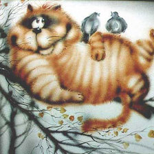 Схема вышивки «Смешной кот»