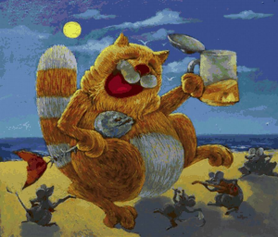 Смешной кот - кошки, животные, рисунок - предпросмотр