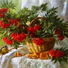 Схема вышивки «Натюрморт с рябиной»