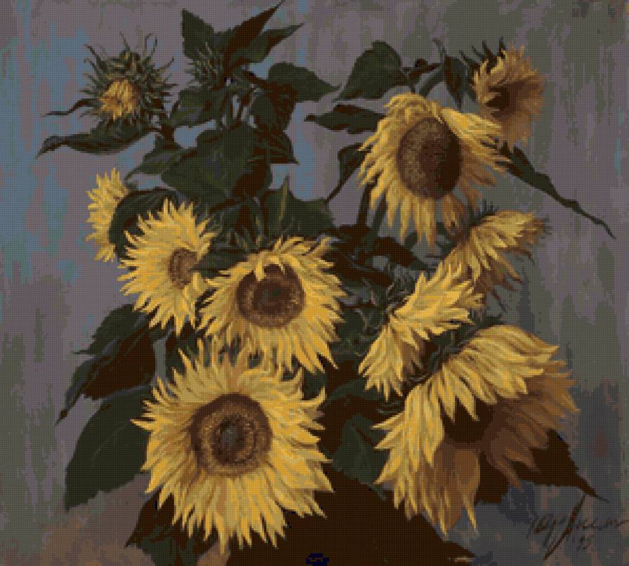 Серия "Букет" - подсолнухи, цветы, букет - предпросмотр