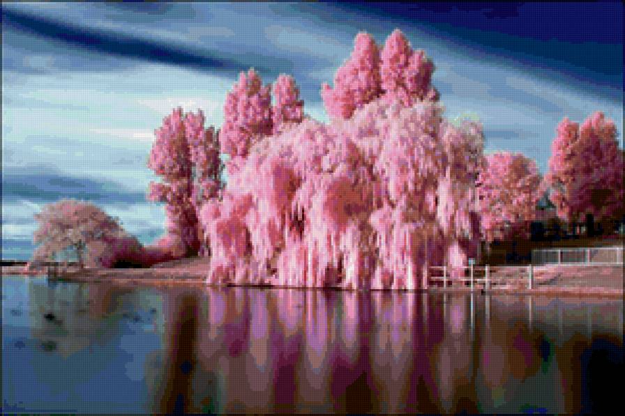 розовый берег - пейзаж, река, берег, вода, природа - предпросмотр