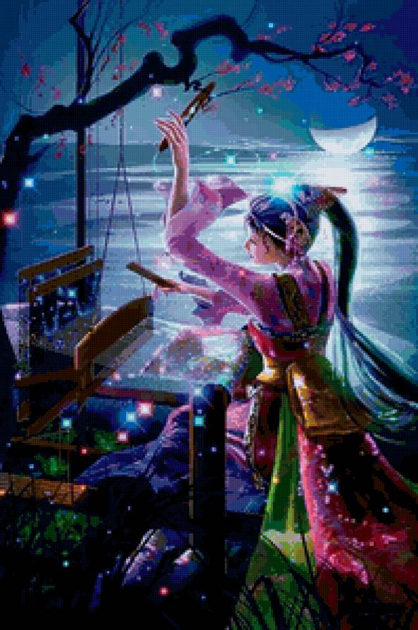 Волшебные узоры - девушка, пейзаж - предпросмотр