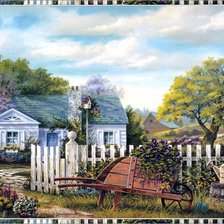 Схема вышивки «сельский дом»