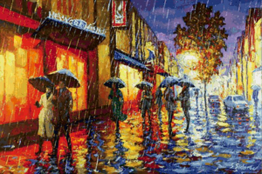 Серия "Городской пейзаж" - город, дождь, пейзаж, осень, люди, дом - предпросмотр