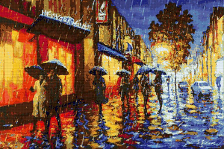 Серия "Городской пейзаж" - люди, пейзаж, дождь, город, дом, осень - предпросмотр