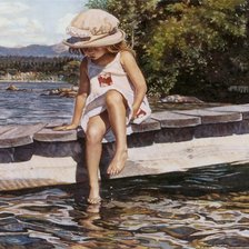 Схема вышивки «Девочка на мостике»