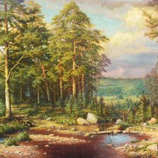 Схема вышивки «Пейзаж лес»