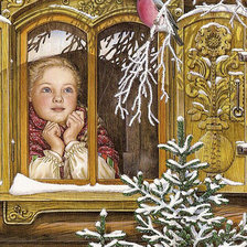 Схема вышивки «Девочка в окошке»