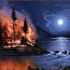 Схема вышивки «пожар в лесу»