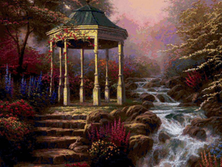 Серия "Пейзажи" - беседка, река, пейзаж - предпросмотр