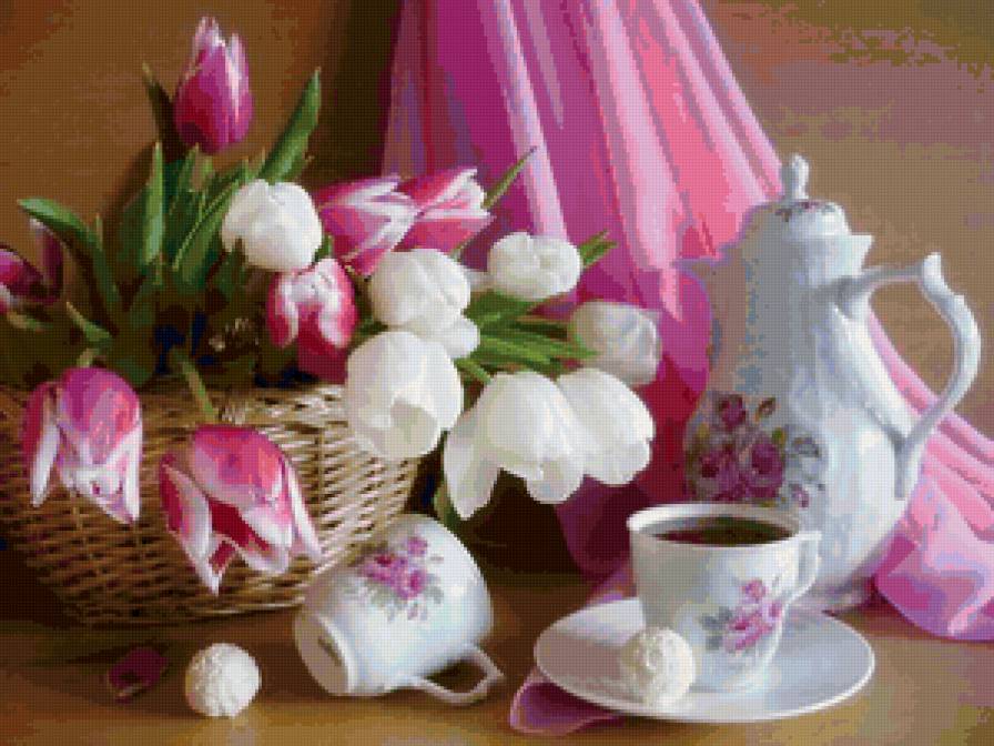 натюрморт - цветы, натюрморт, чай - предпросмотр