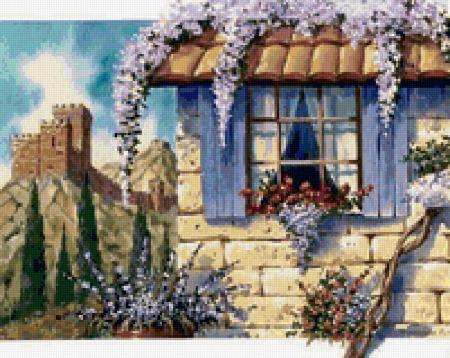 Цветы  на окне - пейзаж, цветы - предпросмотр