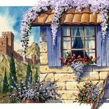 Схема вышивки «Цветы  на окне»