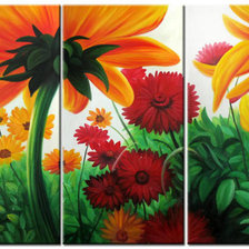 Схема вышивки «Триптих Герберы»