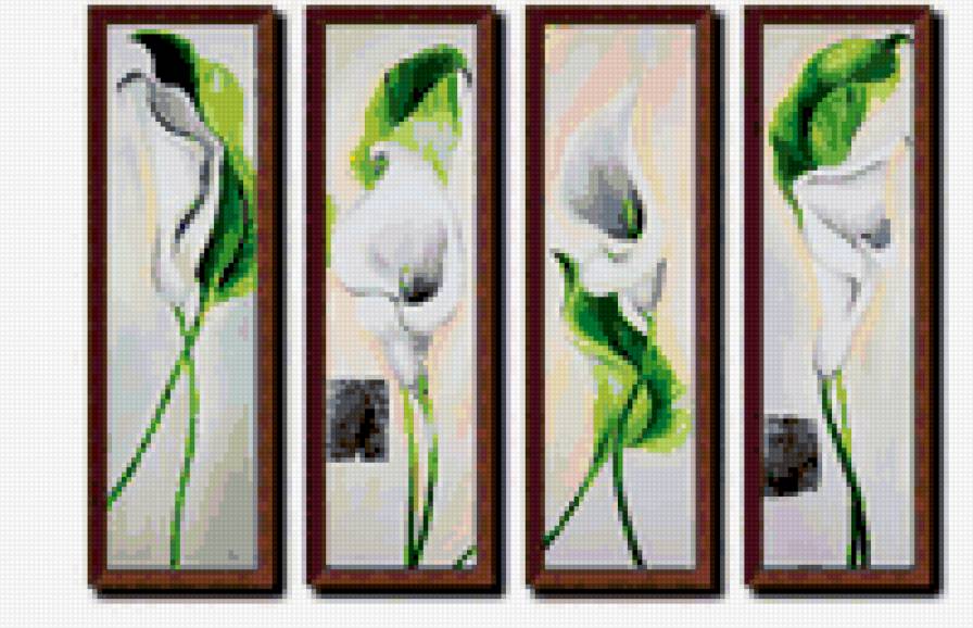 Триптих Белые Каллы - цветы, каллы, триптих - предпросмотр