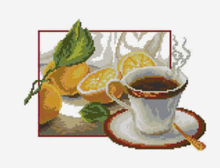 чай с лимоном - чашка, чайник, лимон - предпросмотр