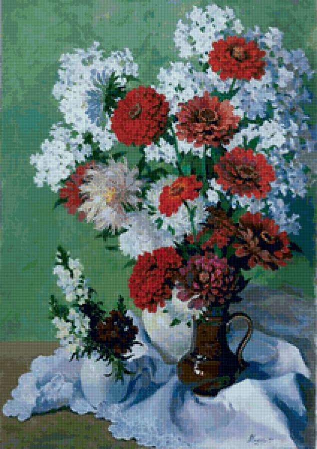 Серия "Букет" - львиный зев, циннии, цветы, астры, букет - предпросмотр