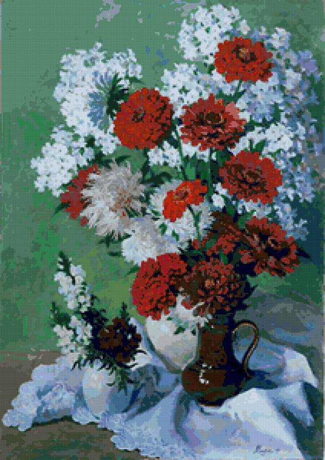 Серия "Букет" - букет, цветы, астры, циннии, львиный зев - предпросмотр